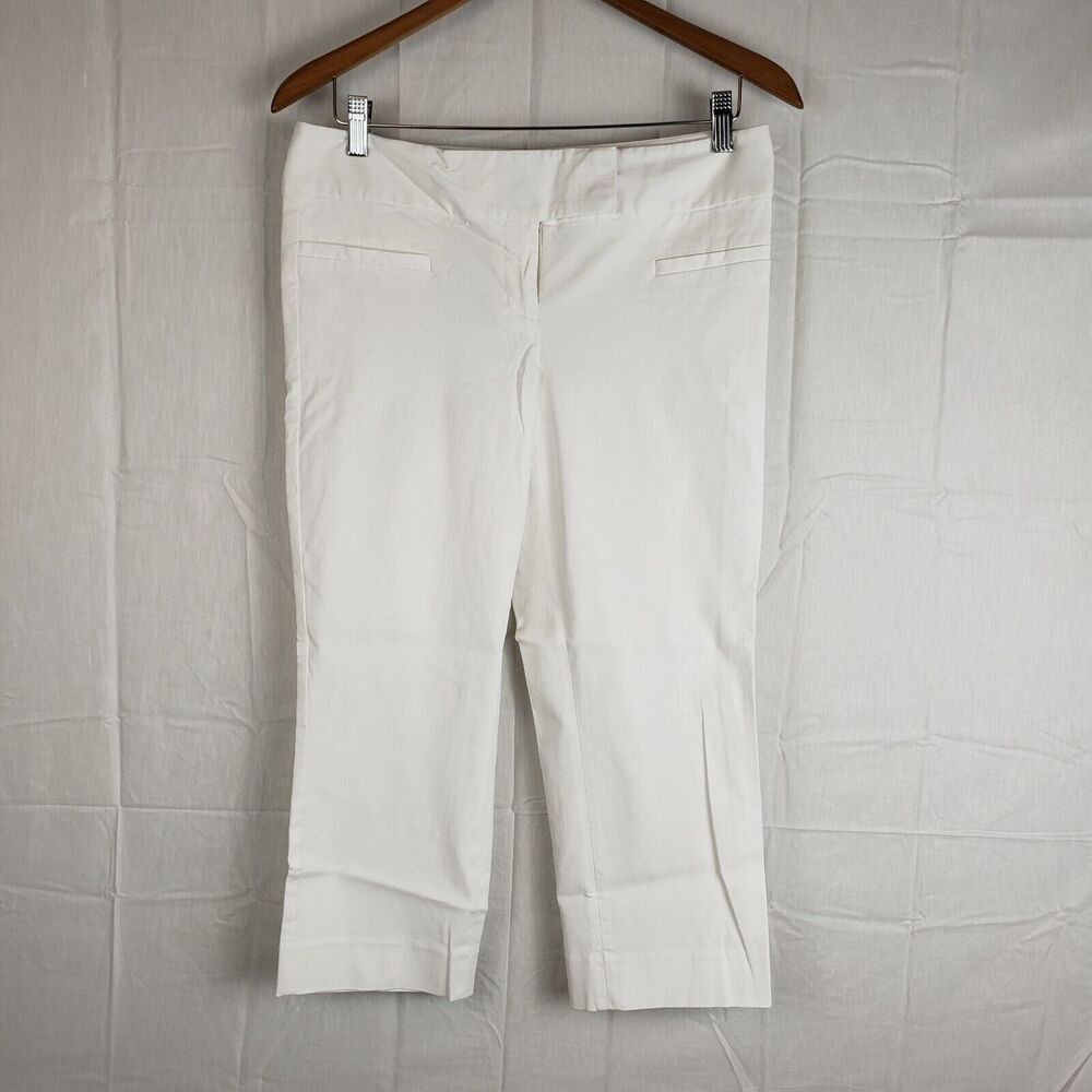 The Limited Womens Ideal Stretch‎ White Flat Front Pull On Cropped Pants Size 6